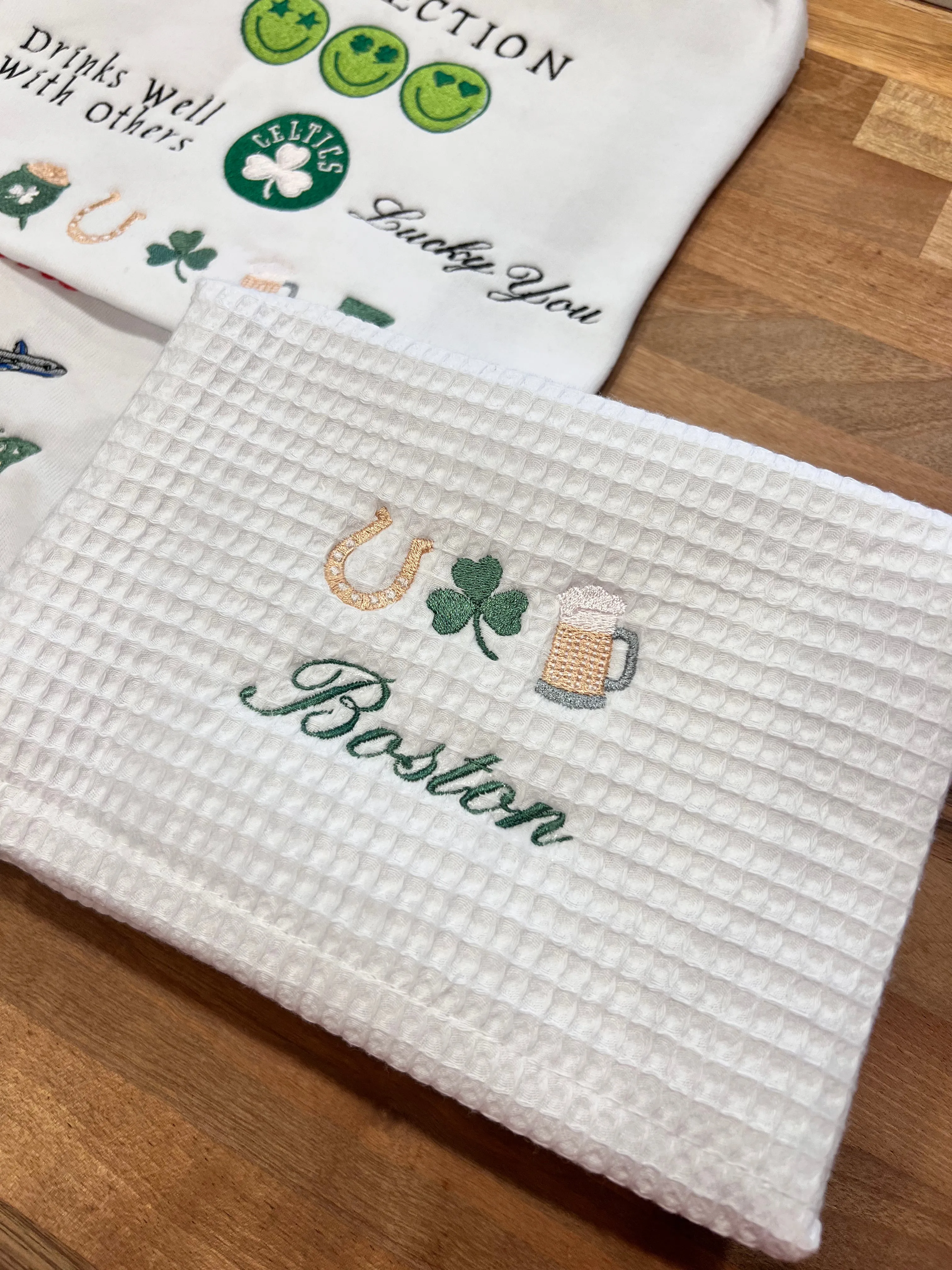 Embroidered Waffle Makeup Pouch
