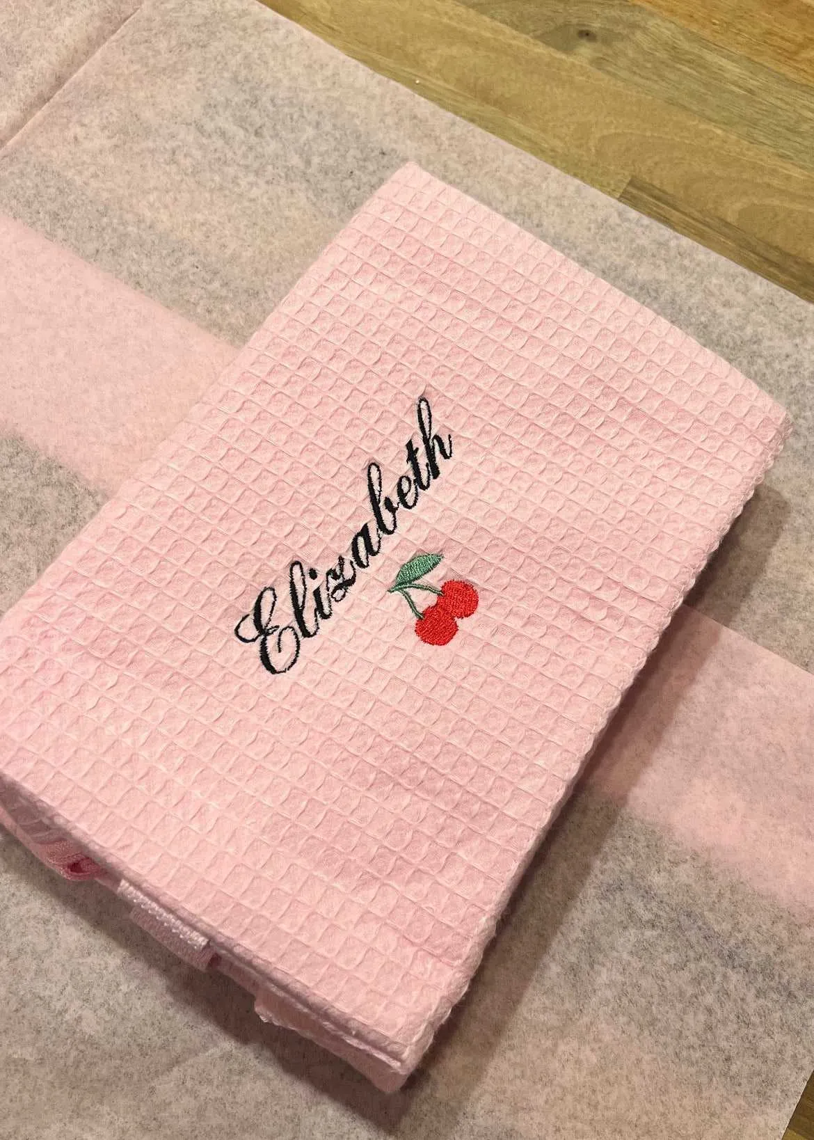 Embroidered Waffle Makeup Pouch
