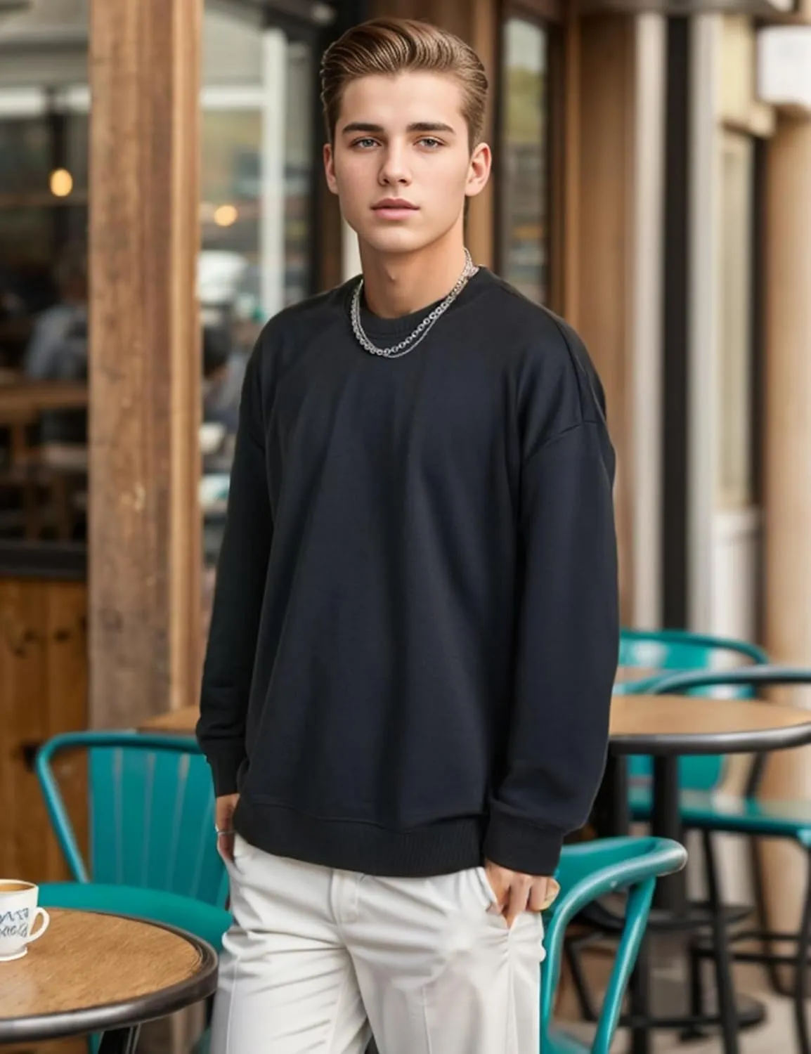 EMMIOL Men's Crewneck Sweatshirt Long Sleeve Hip Hop Fleece Pullover Vintage Sweatshirt Street Fashion Sweatshirts