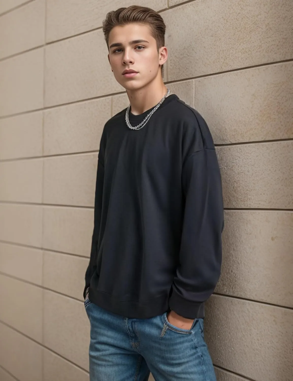 EMMIOL Men's Crewneck Sweatshirt Long Sleeve Hip Hop Fleece Pullover Vintage Sweatshirt Street Fashion Sweatshirts