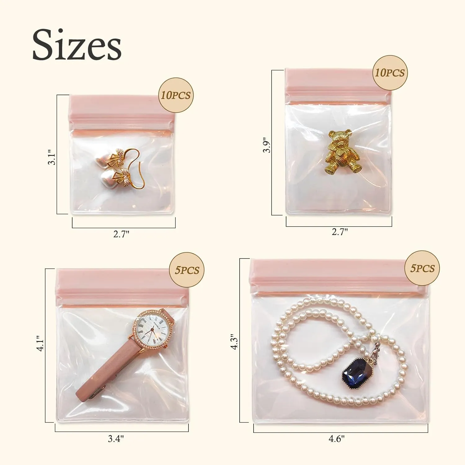 EVA Anti Tarnish Jewelry Bags Storage, Small Clear Plastic Jewelry Pouches Organizer for Gold Silver Ring Earing Chain Bracelet, Jelly-Like Softness, No Yellowing, No Odors, 30 PCS Mixed Sizes