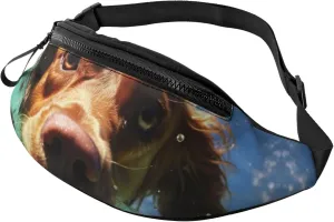 Fanny Pack for Men Women Crossbody Waist Bag Funny Swimming Dog Belt Bag with Adjustable Strap Hip Bum Bag