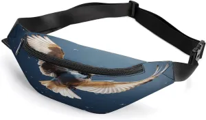Fanny Pack Waist Packs for Men Women,Bird Migration Print Waist Bag,Hip Pack Belt Bag with Adjustable Strap for Travel Outdoor Sports