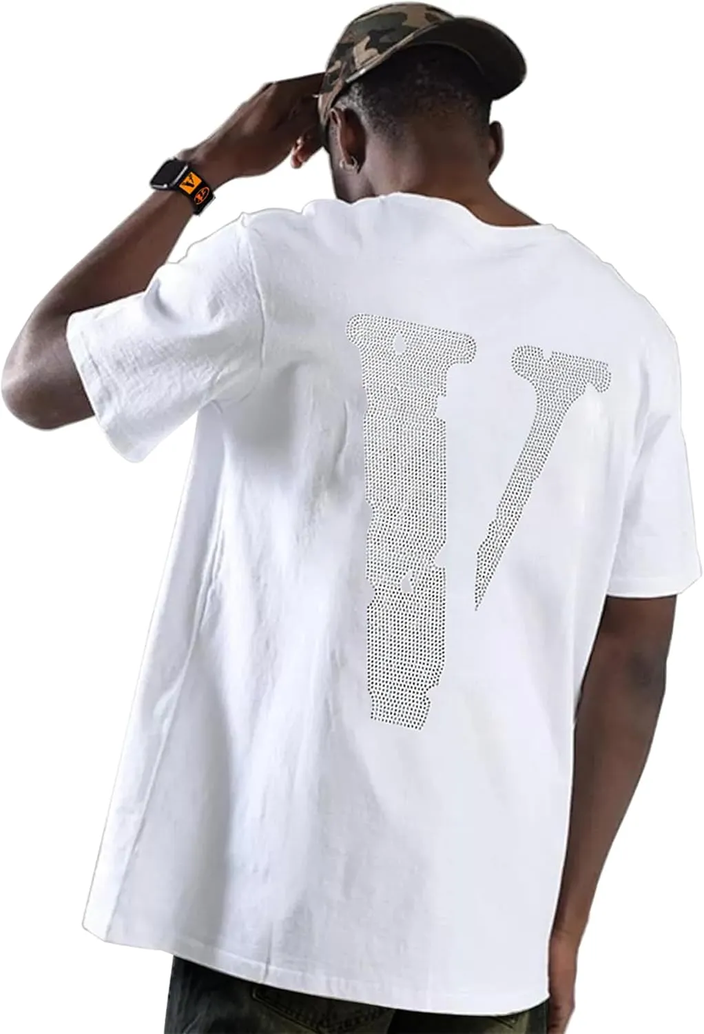 Fashion Men's Short Sleeved T-Shirt V Letter Printed Tops Casual Couple T-Shirt Hip Hop Short Sleeved Tops