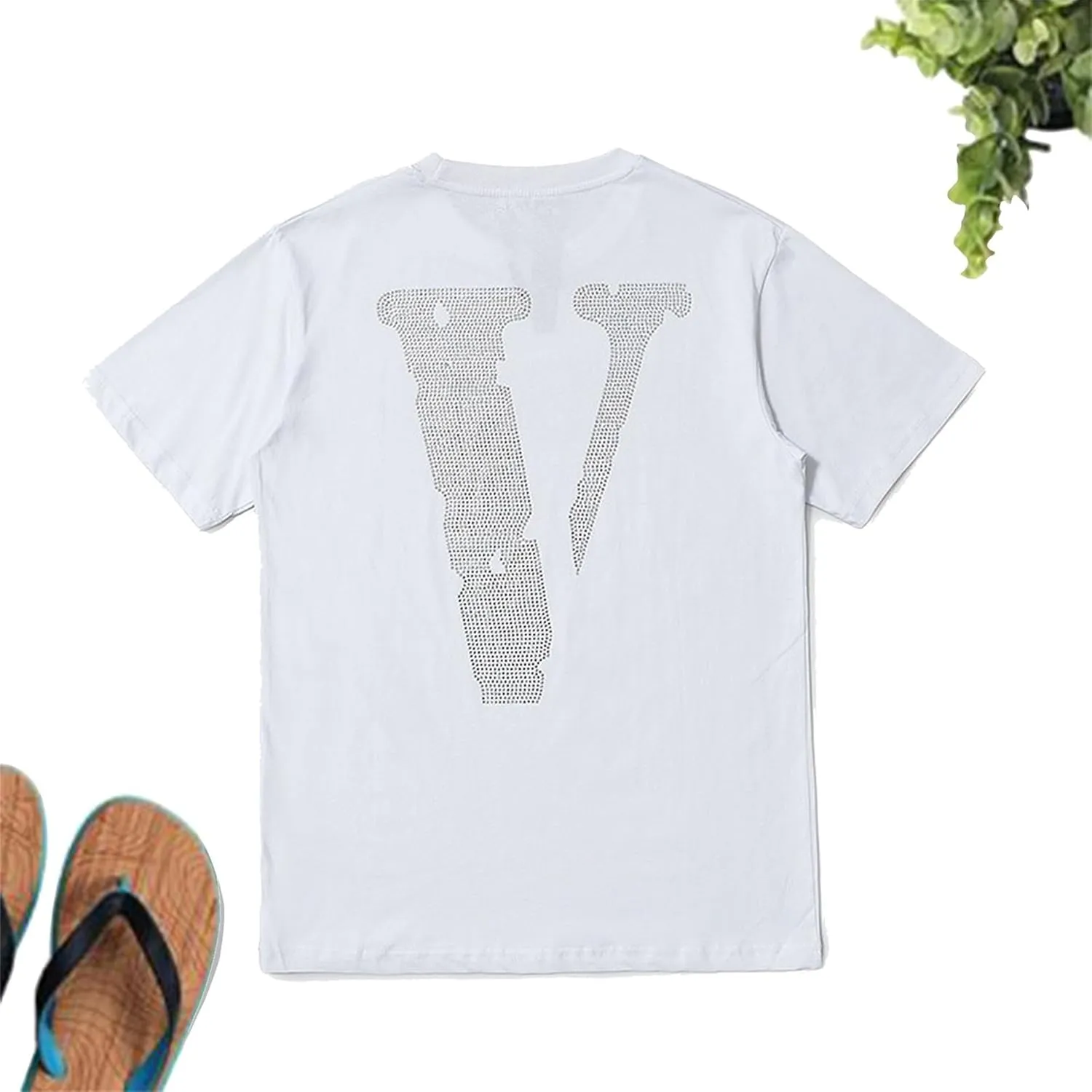 Fashion Men's Short Sleeved T-Shirt V Letter Printed Tops Casual Couple T-Shirt Hip Hop Short Sleeved Tops