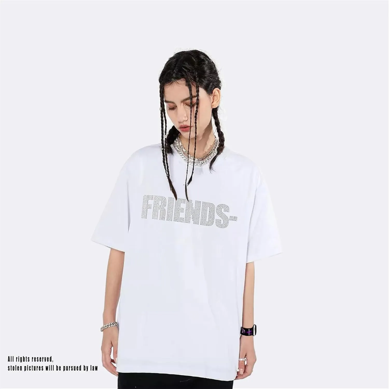 Fashion Men's Short Sleeved T-Shirt V Letter Printed Tops Casual Couple T-Shirt Hip Hop Short Sleeved Tops
