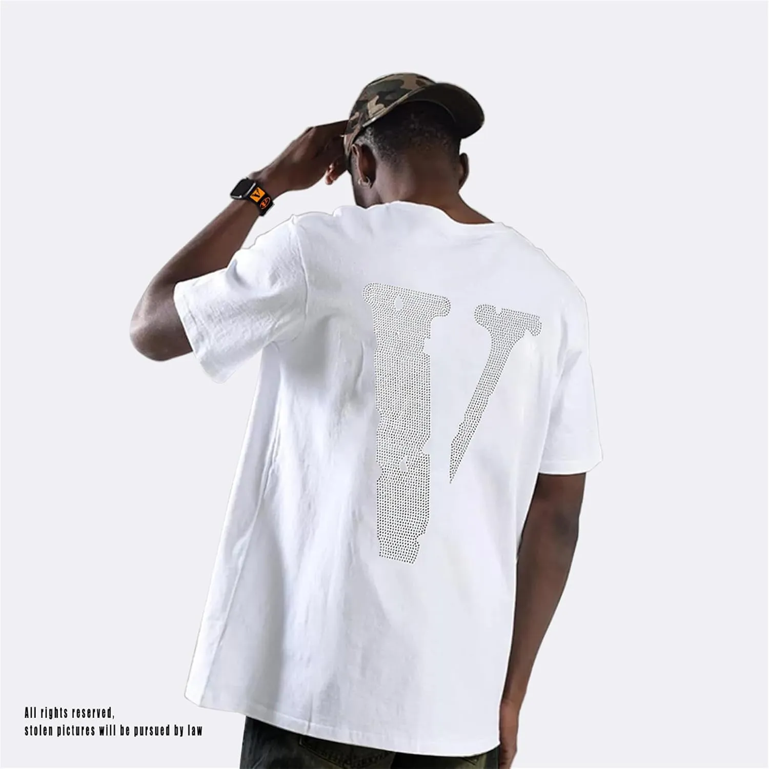 Fashion Men's Short Sleeved T-Shirt V Letter Printed Tops Casual Couple T-Shirt Hip Hop Short Sleeved Tops
