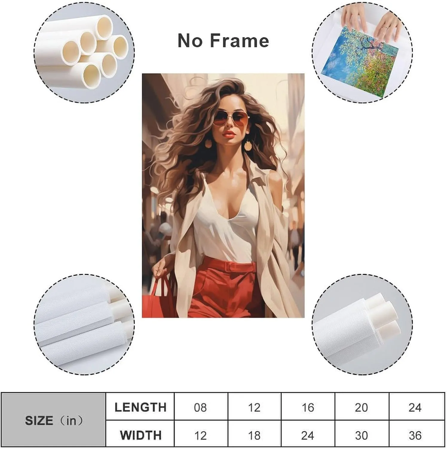 Fashion Young Woman Wall Art For Girl Bedroom Decor Handbag Shopping Funky Poster Luxury Aesthetic Painting Trendy Picture (03-beautiful Lady,16x24inch-Unframe)