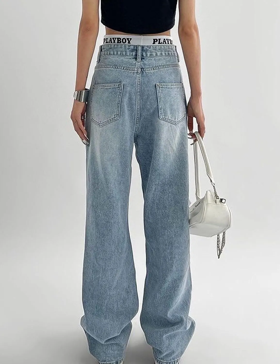 FCOOLYEET Men's Baggy Jeans Y2k Grunge Distressed Ripped Jeans Streetwear Wide Leg Hip Hop Denim Pants with Holes