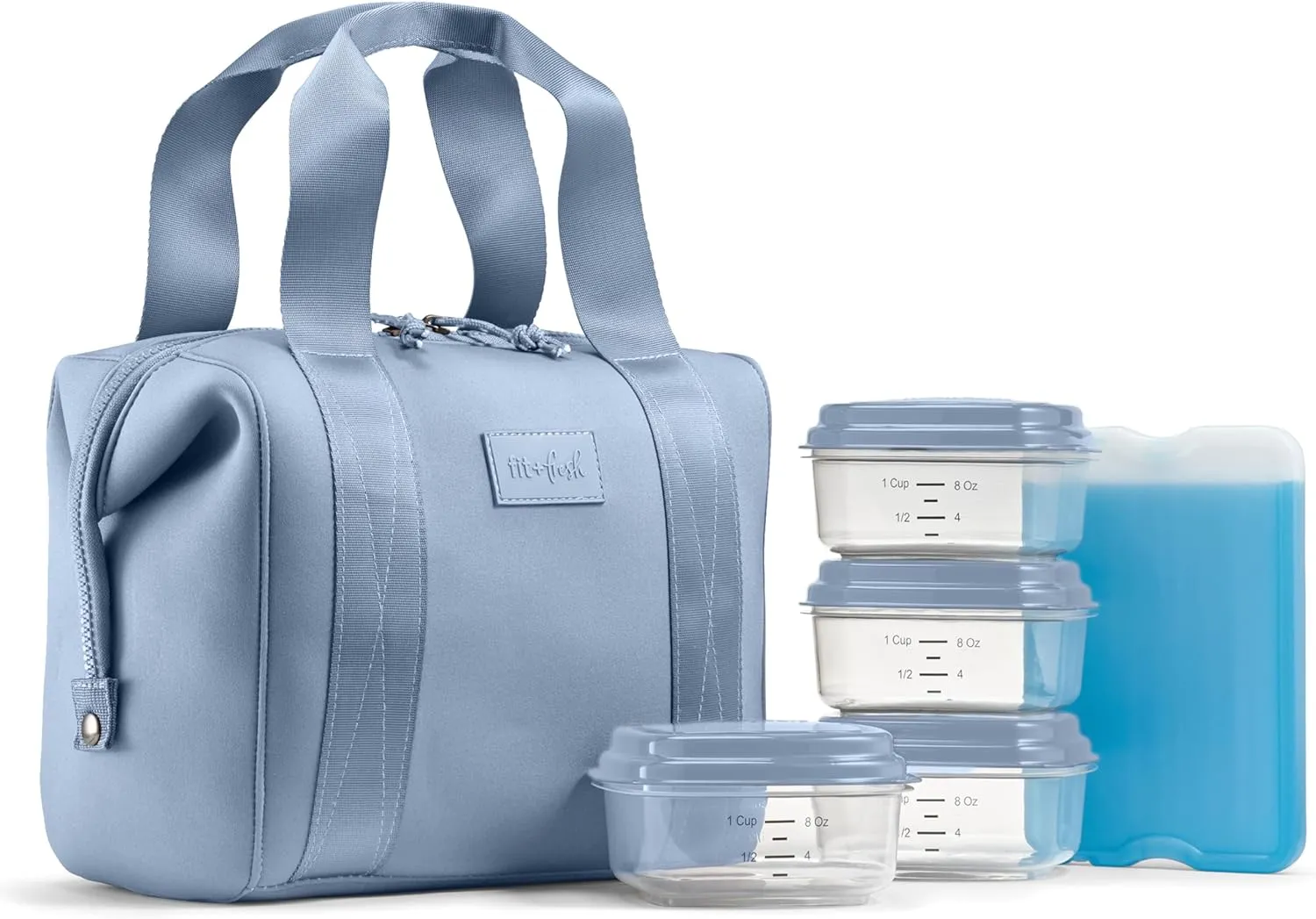 Fit & Fresh Neoprene Lunch Bag For Women, Insulated Womens Lunch Bag For Work, Tear & Stain Resistant Large Lunch Box For Women With Containers and Ice, Machine Washable Remi Lunch Bag, Slate Blue