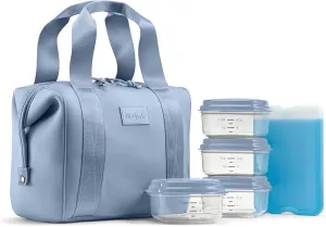 Fit & Fresh Neoprene Lunch Bag For Women, Insulated Womens Lunch Bag For Work, Tear & Stain Resistant Large Lunch Box For Women With Containers and Ice, Machine Washable Remi Lunch Bag, Slate Blue