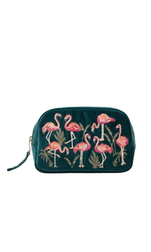 Flamingo Velvet Cosmetic Bag