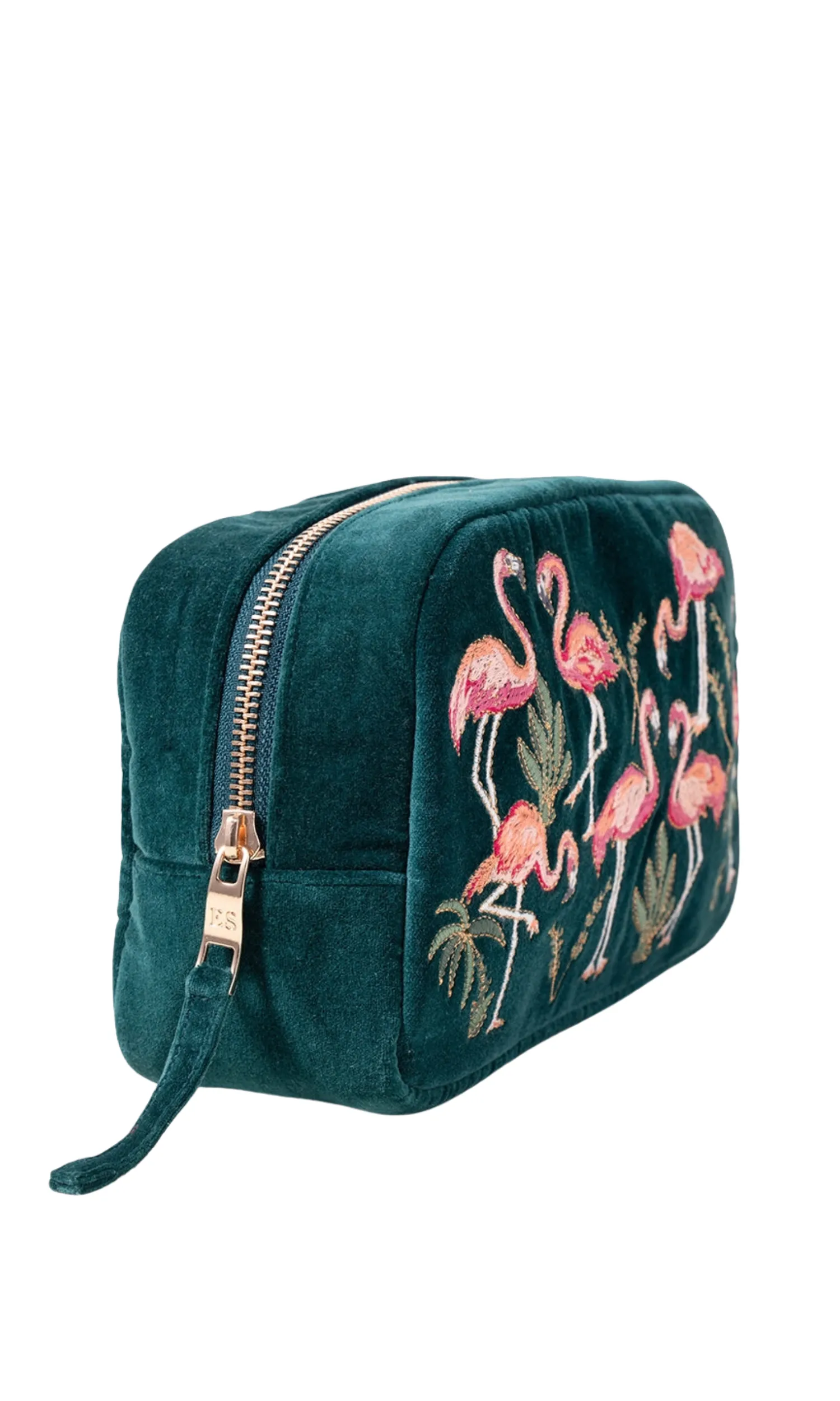 Flamingo Velvet Cosmetic Bag