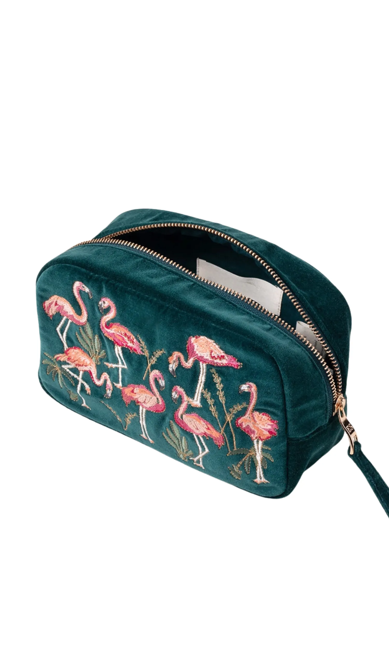 Flamingo Velvet Cosmetic Bag