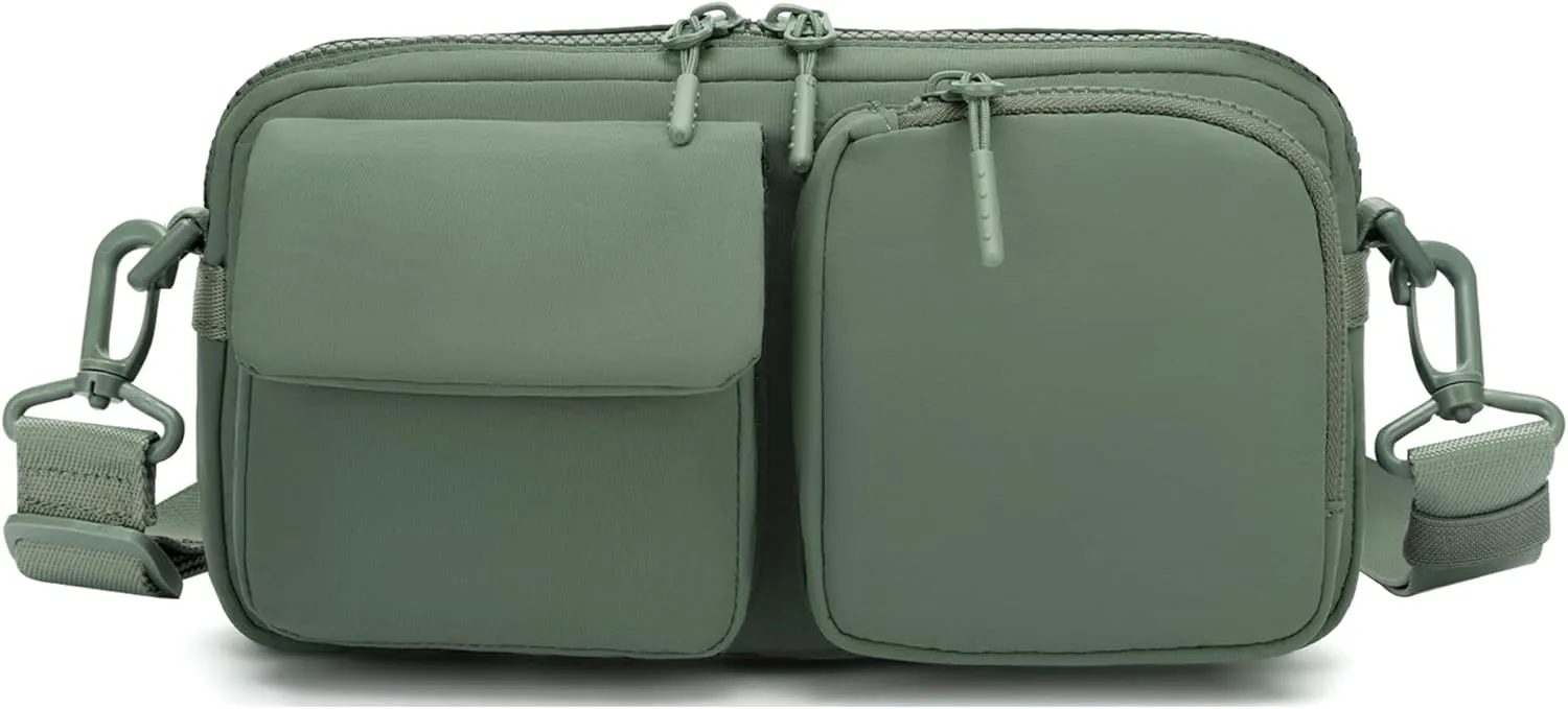 FODOKO Crossbody Bags for Women and Men, Trendy Small Crossbody Casual Purses Fashion Waist packs for Travel， 2025 new model (pea green)