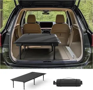 Folding Camping Cot for Universal SUV Truck MVP,Car Bed with Adjustable Leg and Length 600D Oxford Non Inflatable Air Mattress,Sleeping Platform for Traveling Black(Short Legs)