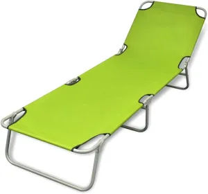 Folding Sun Lounger Powder-Coated Steel Apple Green Outdoor Seat
