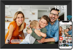 FRAMEO Digital Photo Frame WiFi 32GB 10.1 Inch 1280x800 IPS Touch Screen Digital Picture Frame Easy Setup Share Photo or Video via Frameo APP