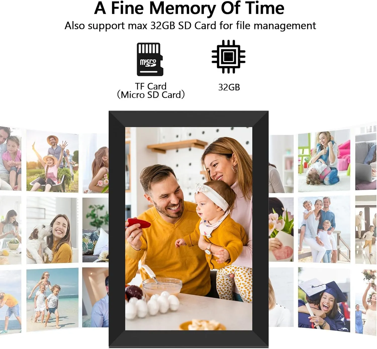 FRAMEO Digital Photo Frame WiFi 32GB 10.1 Inch 1280x800 IPS Touch Screen Digital Picture Frame Easy Setup Share Photo or Video via Frameo APP