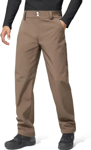 FREE SOLDIER Men's Warm Windproof Winter Fleece Lined Pants Hiking Expandable-Waist Softshell Snow Ski Pants