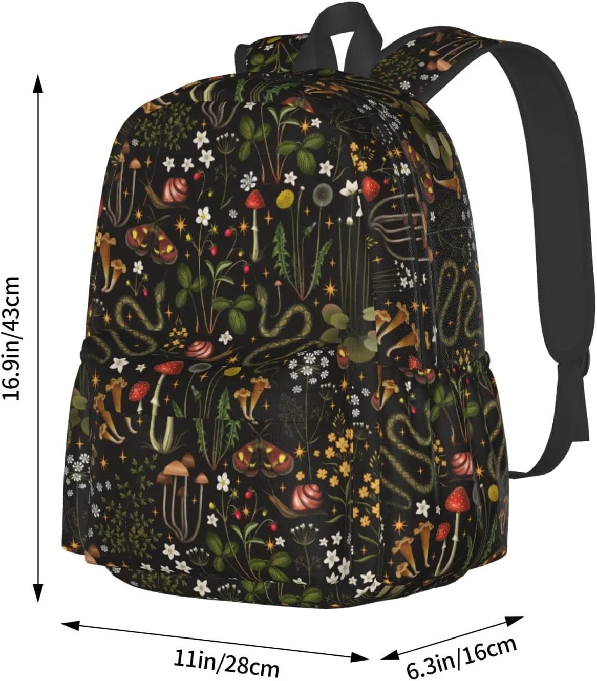 FREEHOTU Forest Animals Mushrooms Backpack For Men Women With Adjustable Padded Shoulder Straps Daypack For College Travel