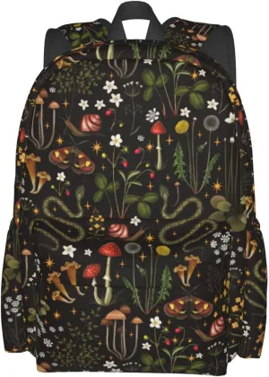 FREEHOTU Forest Animals Mushrooms Backpack For Men Women With Adjustable Padded Shoulder Straps Daypack For College Travel