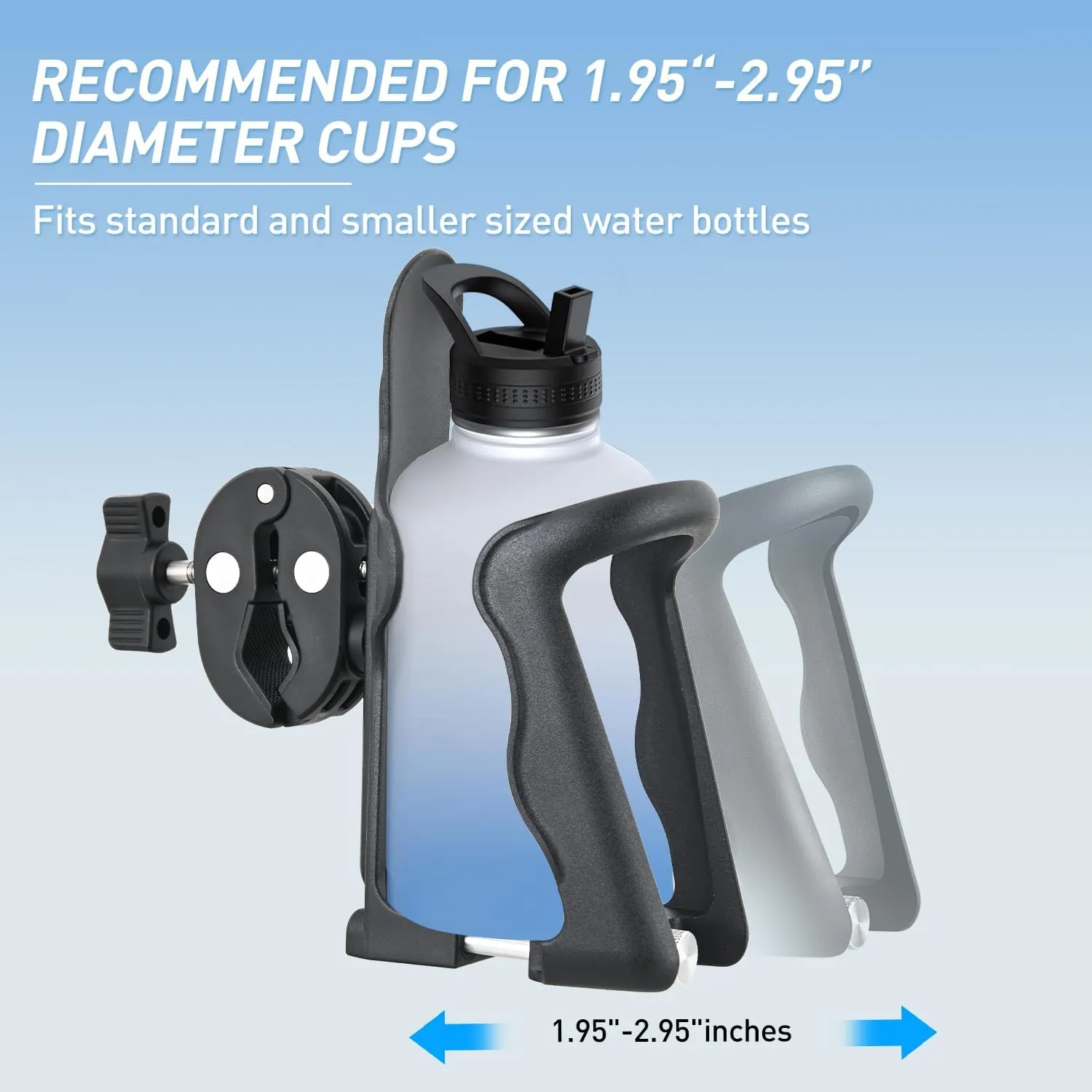 Frokom Motorcycle Cup Holder, Adjustable Bike Water Bottle Holder Universal Size 1.95”- 2.75” Handlebar Bike Bottle Cage, Water Bottle Holder for Motorcycle,Bicycle, Baby Stroller,ATV/UTV,Wheelchair