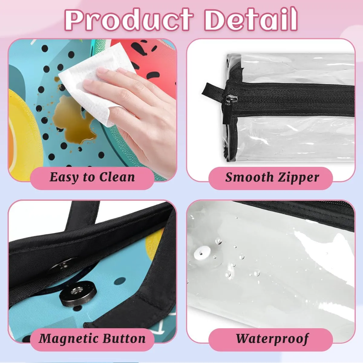 Fruit Watermelon Foldable Toiletry Bag with Detachable Removable Pouches Hanging 4 in 1 Roll Up Large Makeup Toiletry Organizer Storage Bag with Handle