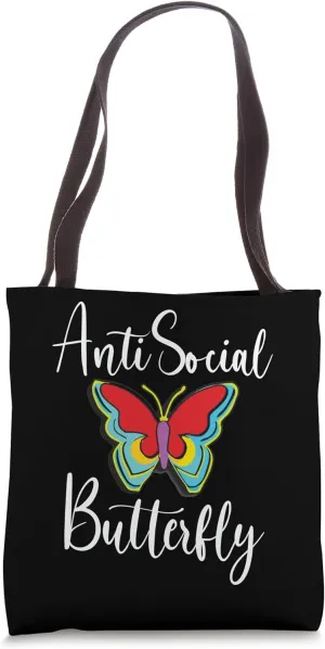 Funny Anti-Social Butterfly Introvert Moth Cool Outfit Tee Tote Bag