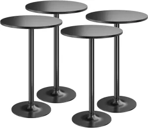 Furmax Bistro Pub Table Round Bar Height Cocktail Table Metal Base MDF Top Obsidian 23.8-Inch Top, 39.5-Inch Height (Black, 4-Pack)