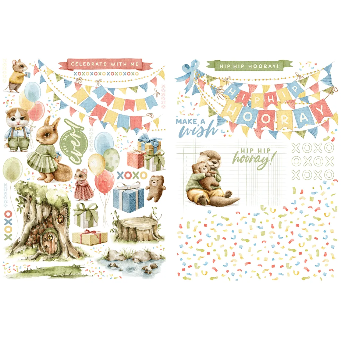 G45 - Hip Hip Hooray - Rub-On Transfers
