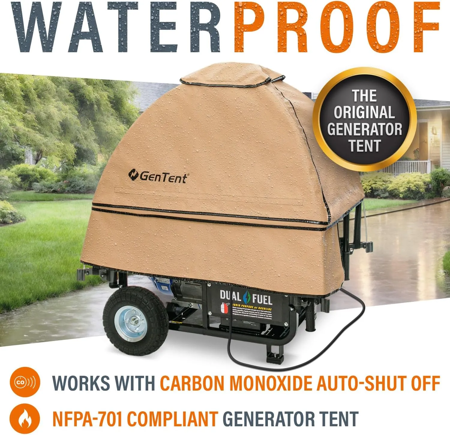 GenTent Generator Running Cover - Universal Kit (Standard, Tan) - for Open Frame Generators