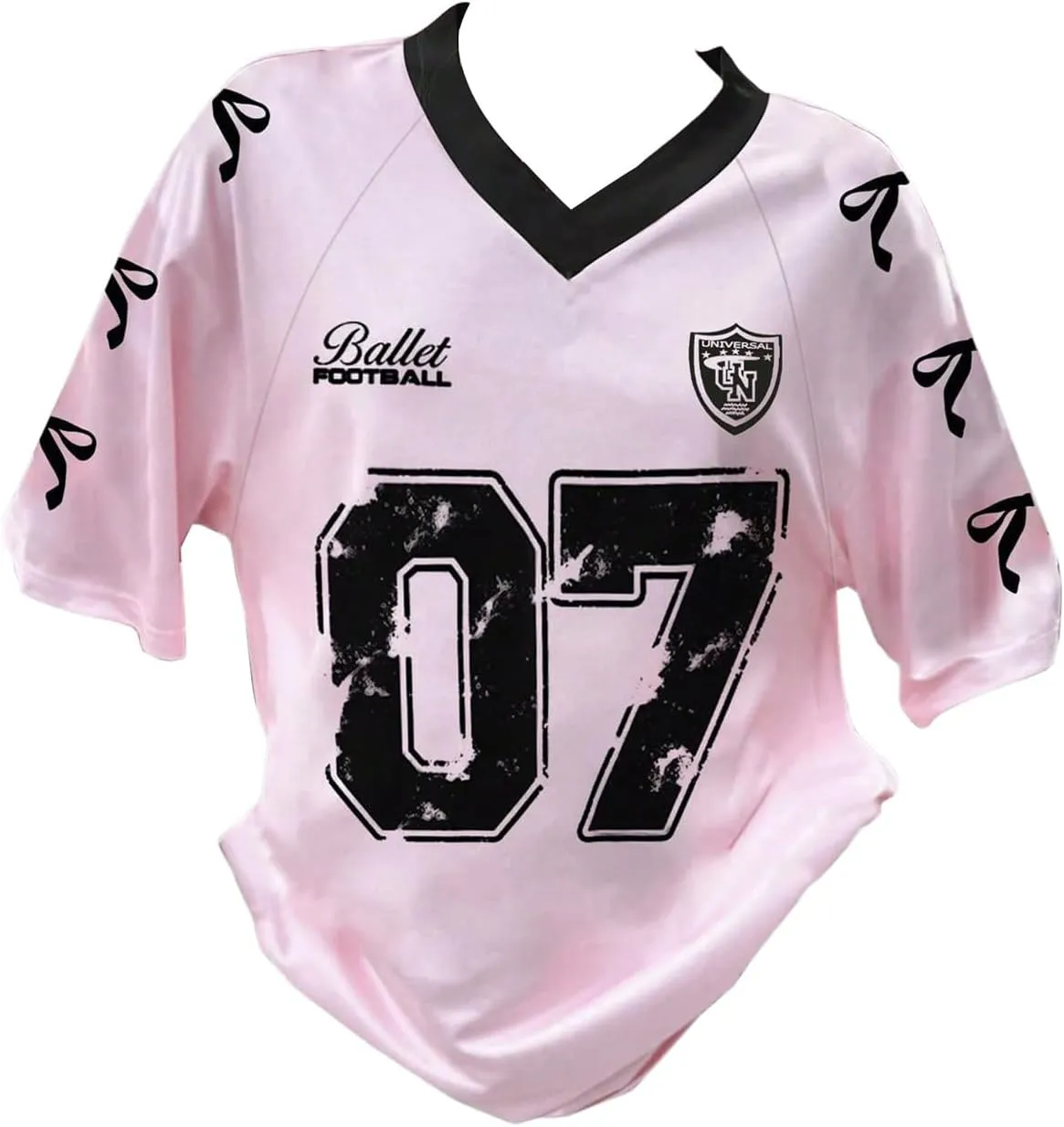 Girl's Jersey Y2K Oversized Graphic Number Print Tops V Neck Short Sleeve T Shirt Hip Pop Tee Streetwear