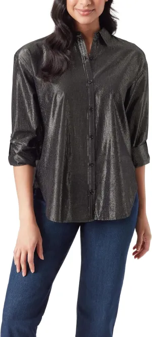 Gloria Vanderbilt Women's Amanda Oversized Button Down Shirt with Roll-tab Sleeves
