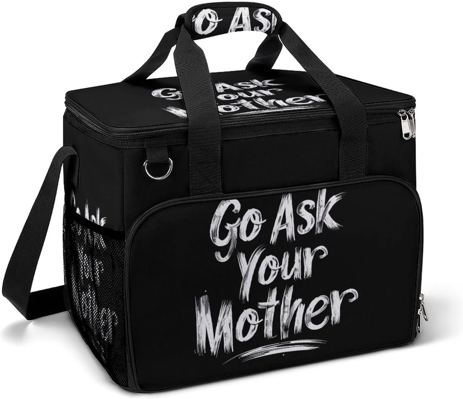Go Ask Your Mother Portable Cooler Bag Lunch Box Container Crossbody Insulated Tote Bag for Work Camping Outdoor