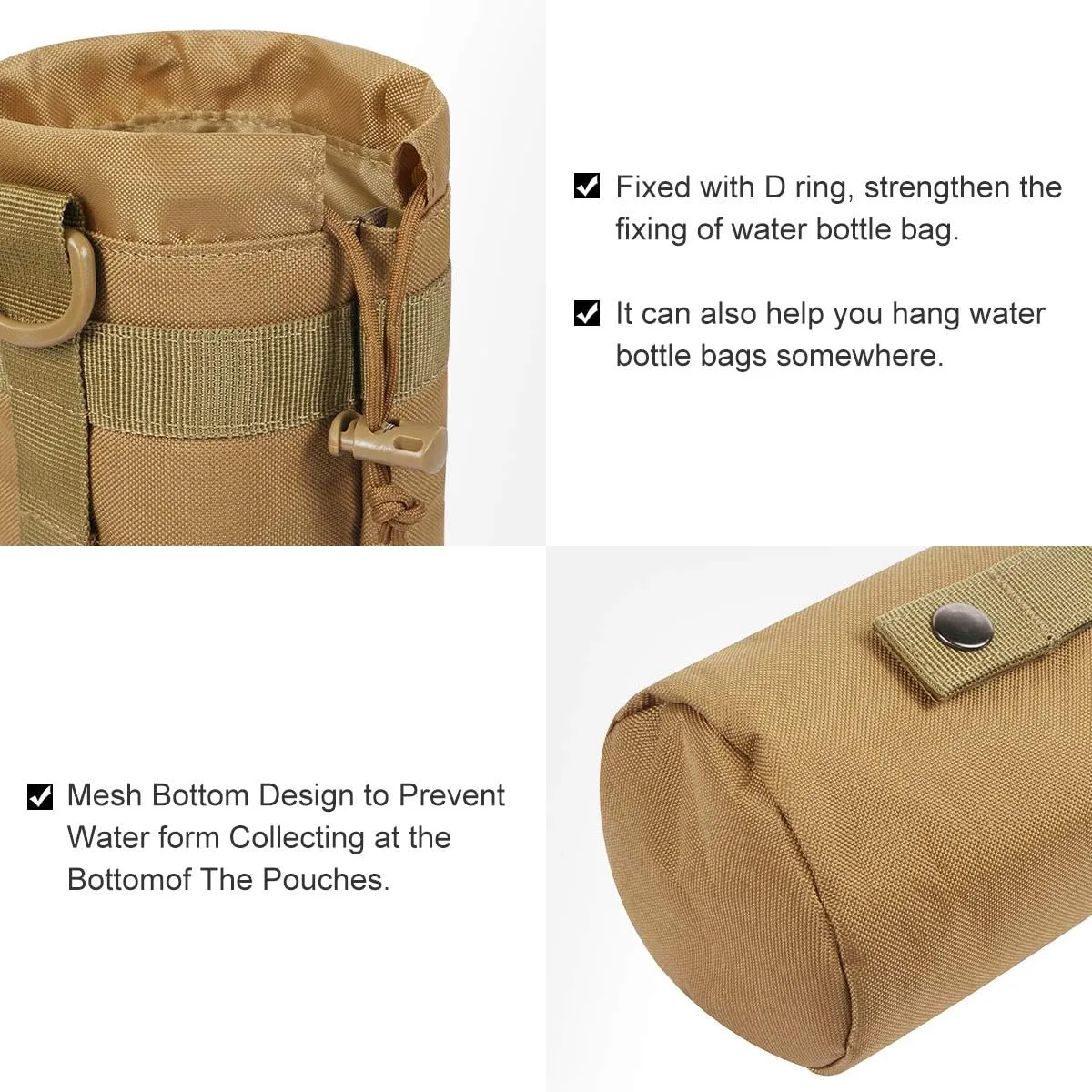 Gogoku 3 Pack Molle Pouch Combo Water Bottle Pouch Holder Tactical Molle Pouches Compact Utility Waist Bag Pack