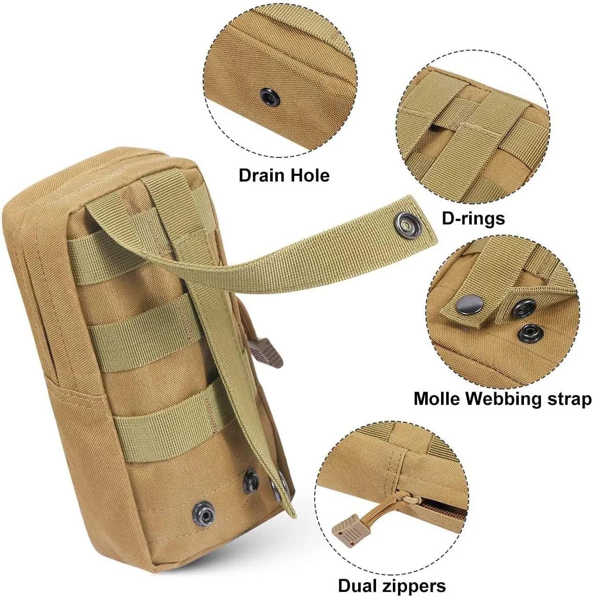 Gogoku 3 Pack Molle Pouch Combo Water Bottle Pouch Holder Tactical Molle Pouches Compact Utility Waist Bag Pack