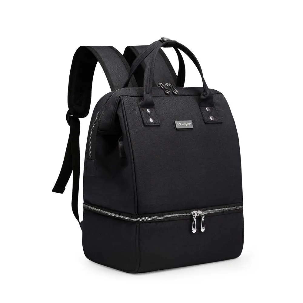 GOGOSO Breast Pump Bag Backpack, Pumping Bags with Cooler for Work Mom Breast Pump Carrying Diaper Bag Baby Shower Gifts（No Include Ice Pack）