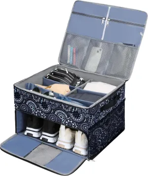Golf Trunk Organizer for Golf Shoes Clothes Gloves Hats Large Collapsible Golf Storage Box with 4 Dividers Water-Resistant Golf Shoe Bag for 2 Pair of Shoes Golfing Accessories for Men Women Golfers