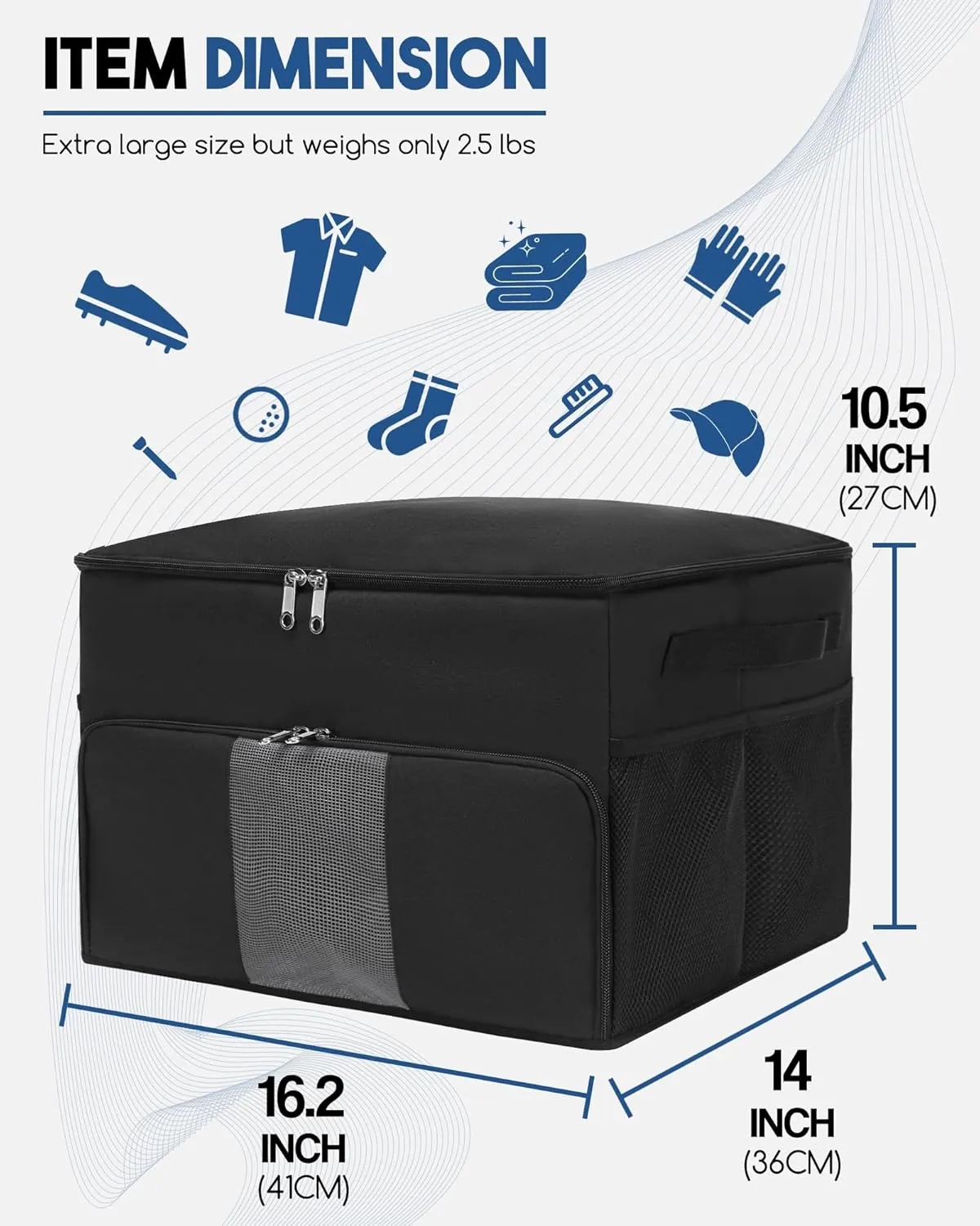 Golf Trunk Organizer for Golf Shoes Clothes Gloves Hats Large Collapsible Golf Storage Box with 4 Dividers Water-Resistant Golf Shoe Bag for 2 Pair of Shoes Golfing Accessories for Men Women Golfers