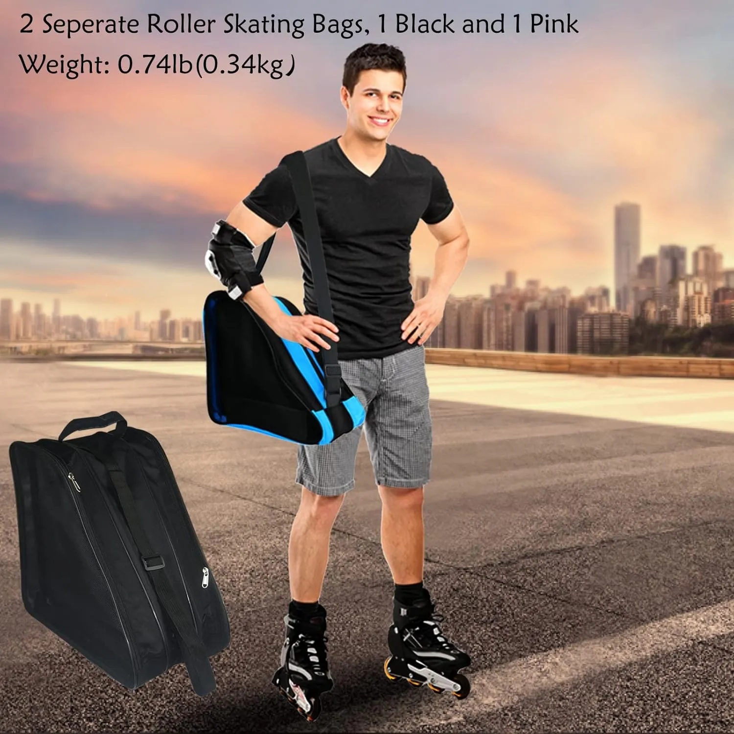 Gooyule Ice Skate Bag - Large Capacity Skating Bag Fits Quad, Inline and Most Roller Skates