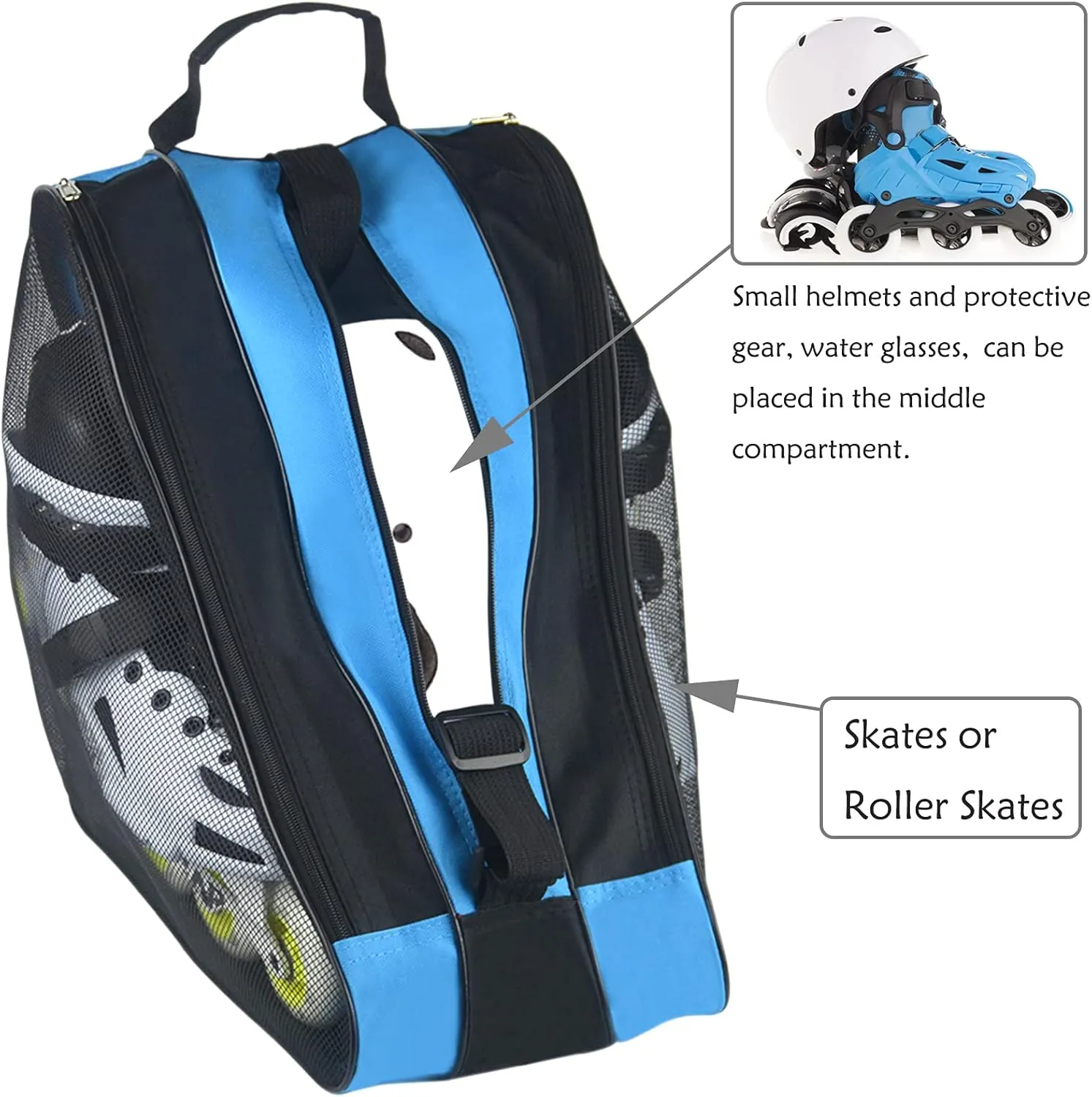Gooyule Ice Skate Bag - Large Capacity Skating Bag Fits Quad, Inline and Most Roller Skates