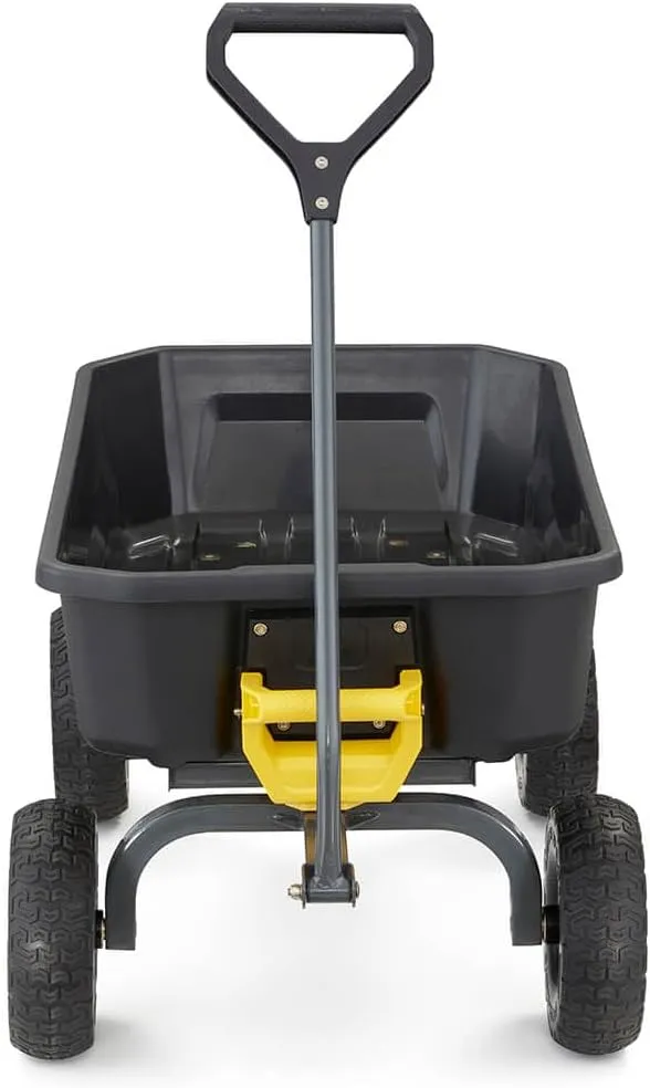 Gorilla Carts Heavy-Duty Dump Cart, Patented Quick-Release Dumping, Steel Frame, 600 lb Capacity, No-Flat 10-Inch Tires, Utility Wagon for Garden, Yard, Beach