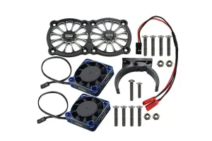 GPM Upgrades Aluminum 7075-T6 Motor Heatsink with Dual Metal Frame Waterproof Cooling Fan and Adjustable Mount for 1/5 Kraton/Outcast 8S BLX&1/5 X-Maxx 6S/8S Monster Truck&XO-01 RC Cars (Black)