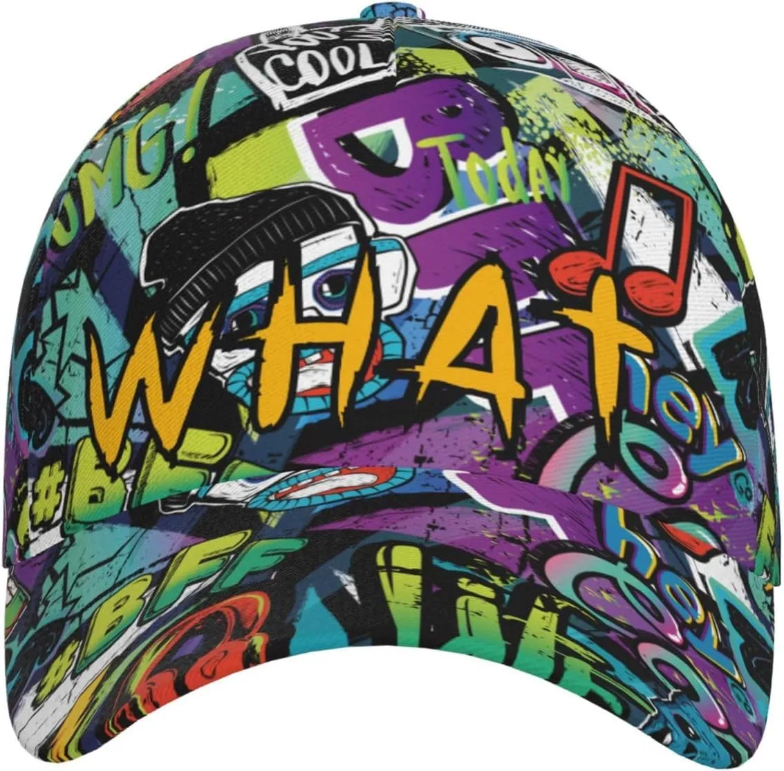 Graffiti Text Hip Hop Style Colorful Hat Men Women Unisex Baseball Caps Graphic Cap Trendy Hats