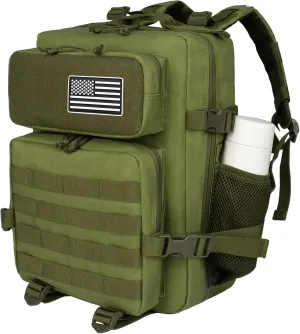 Green 25L Military Tactical Backpack for Travel Hiking, Backpack for Men with Bottle Holder, Small Laptop Backpack for Work, Men's Assault Bag Back Pack