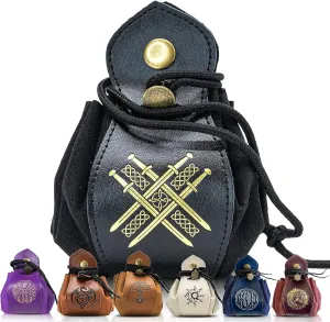 Guilt Free Gaming Genuine Leather RPG Bag | Foil Stamped | Holds 70 Dice | Great for Coins | Timeless Style | Great for DMs and Players