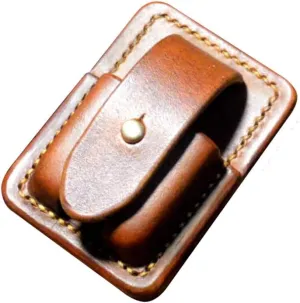 Handmade Leather Lighter case Genuine Full Grain Cowhide Pouches Protective Sleeve Holder (Brown)