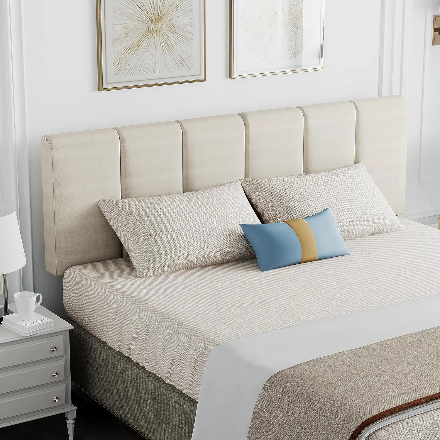 HAOBO Home Upholstered Headboard Foldable King Size Headboards Eastern King/California King Linen Panel with Height Adjustments