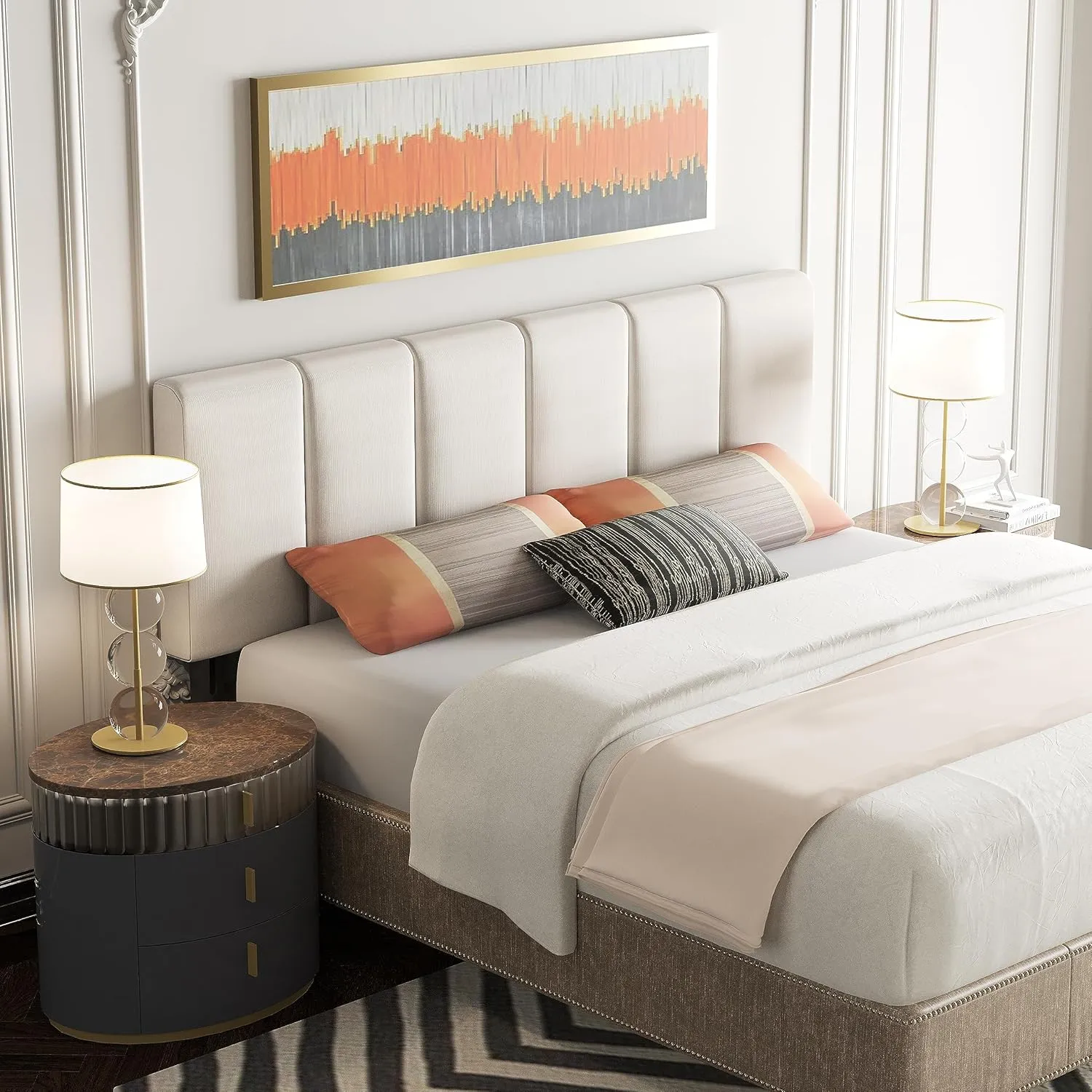 HAOBO Home Upholstered Headboard Foldable King Size Headboards Eastern King/California King Linen Panel with Height Adjustments